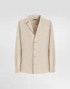 Dolce & Gabbana Long Sleeve Linen Shirt In Beige