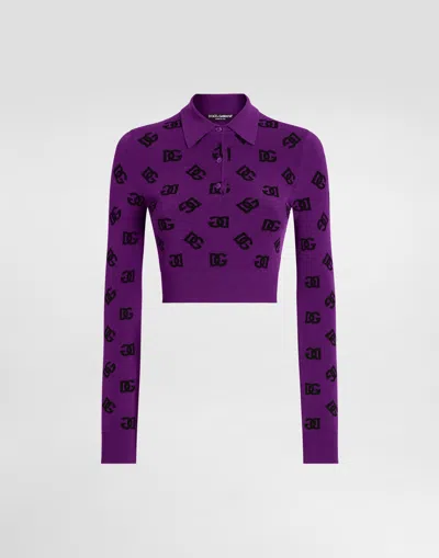 Dolce & Gabbana Long-sleeved Viscose Jacquard Polo Shirt In Multi