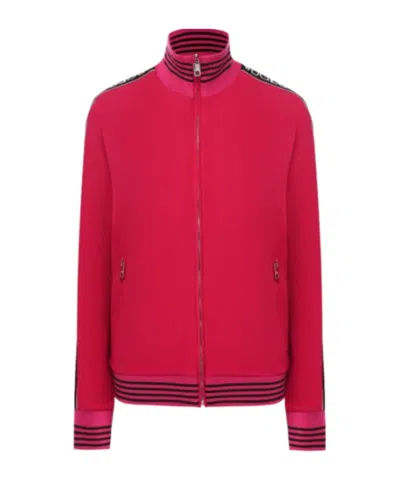 Dolce & Gabbana Long-sleeved Zipper Sweatshirt In Red