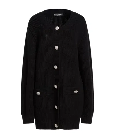 Dolce & Gabbana Long Sleeves Cardigans In Black
