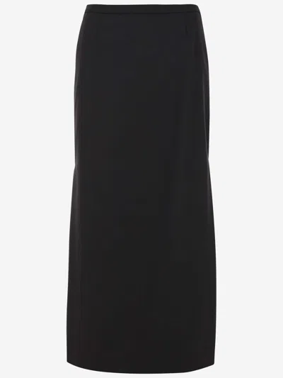 Dolce & Gabbana Long Stretch Jersey Skirt In Nero