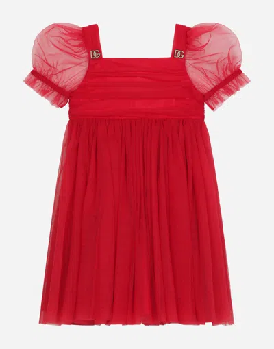 Dolce & Gabbana Long Tulle Dress In Red