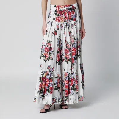 DOLCE & GABBANA DOLCE&GABBANA | LONG WHITE SKIRT WITH FLORAL PRINT