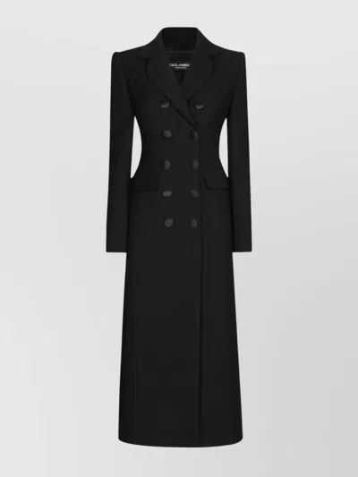 Dolce & Gabbana Long Wool Coat Double-breasted Design In Black