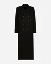 Dolce & Gabbana Long Wool Military-style Coat In Black