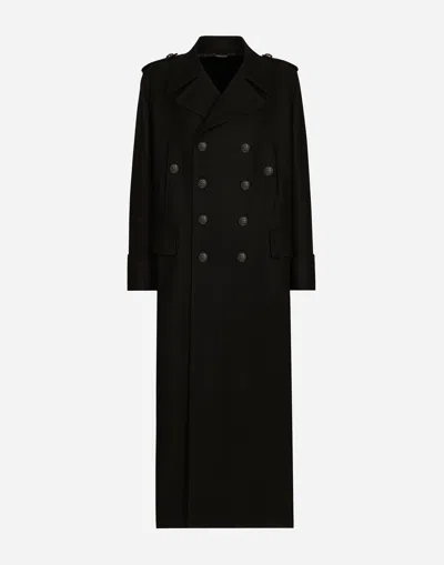 DOLCE & GABBANA LONG WOOL MILITARY-STYLE COAT