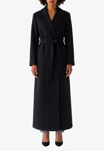 Dolce & Gabbana Longline Belted Wool Coat In Blue