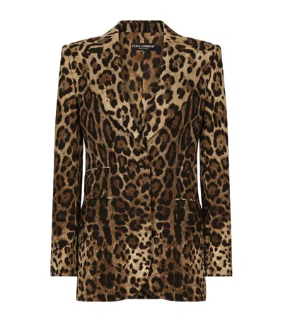 DOLCE & GABBANA LONGLINE LEOPARD PRINT BLAZER