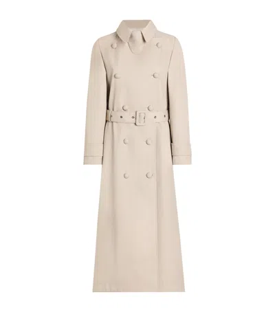 Dolce & Gabbana Cotton Blend Drill Long Trench Coat In Beige