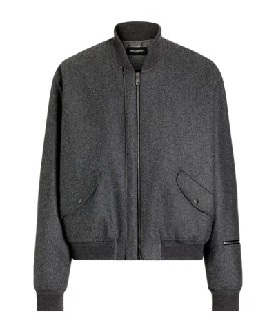 Dolce & Gabbana Wool-flannel Bomber Jacket In Gray