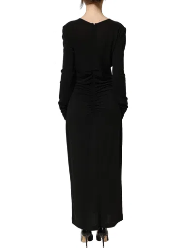 Dolce & Gabbana Long-sleeve Cotton Sheath Maxi Dress In Black