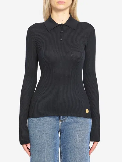Dolce & Gabbana Longsleeve Polo Shirt In Black