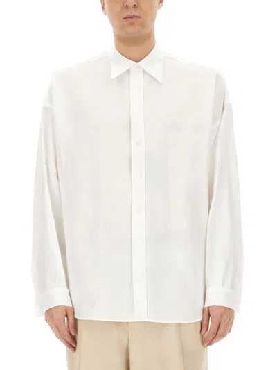 Dolce & Gabbana Long-sleeved Linen Shirt In White