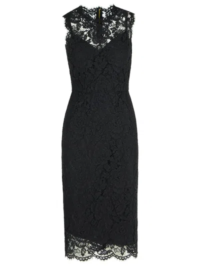 Dolce & Gabbana Longuette Black Stretch Lace Dress