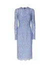 Dolce & Gabbana Longuette Dress Made Of Lace In Light Blue