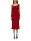 Dolce & Gabbana Red Dress With Bustier Design And Ruffled Details In Fabric Woman In Red
