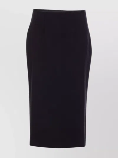 Dolce & Gabbana Longuette High-waisted Knee-length Skirt With Back Slit In Black