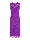Dolce & Gabbana Longuette Purple Stretch Lace Dress In Purple