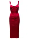 DOLCE & GABBANA LONGUETTE RED DRESS WUTH BUSTIER DETAILS IN SATIN WOMAN