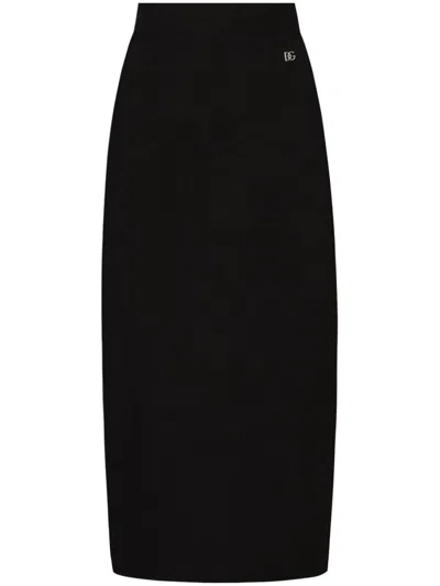 Dolce & Gabbana Stretch-jersey Midi Skirt In Black