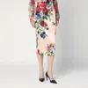 Dolce & Gabbana Printed Stretch Satin Skirt In Multicolor