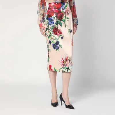 DOLCE & GABBANA LONGUETTE SKIRT WITH FLORAL PRINT