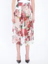 Dolce & Gabbana Multicolor Skirt With All-over Floral Motif In Silk Woman