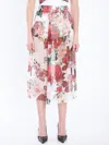 Dolce & Gabbana Longuette Skirt With Rose Print In Red