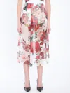 Dolce & Gabbana Multicolor Skirt With All-over Floral Motif In Silk Woman In White