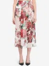 Dolce & Gabbana Multicolor Skirt With All-over Floral Motif In Silk Woman In White