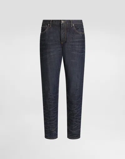 Dolce & Gabbana Loose Cotton Denim Jeans In Black