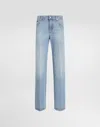 Dolce & Gabbana Straight-leg Blue Jeans With A Distressed Effect In Blue