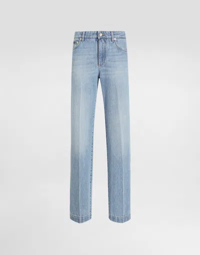 DOLCE & GABBANA LOOSE DENIM JEANS WITH PRESSED PLEAT