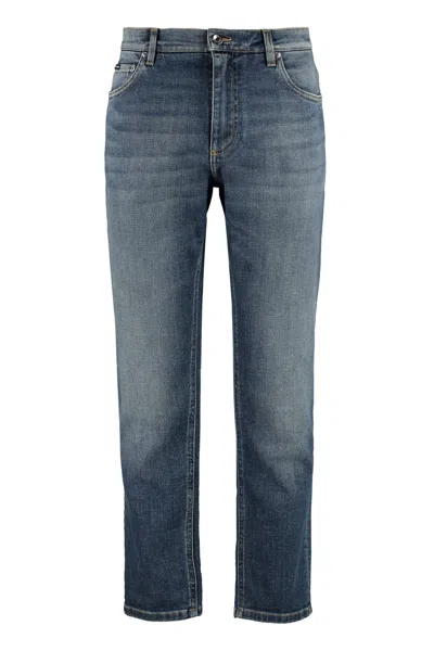 Dolce & Gabbana Loose-fit Contrast Stitching Custom Jeans For Men In Denim