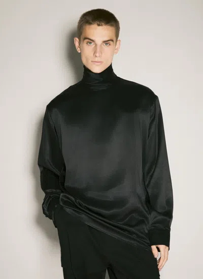 Dolce & Gabbana Loose Silk Turtleneck Top In Black