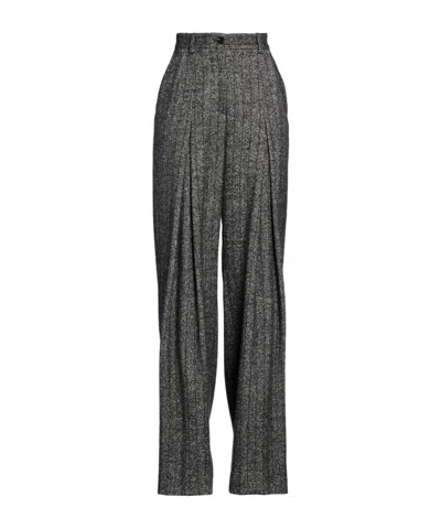 Dolce & Gabbana Loose Striped Pants In Black