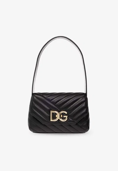 Dolce & Gabbana Lop Quilted Leather Shoulder Bag In Black