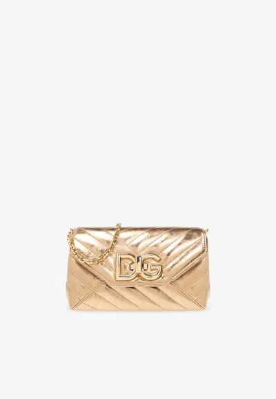 Dolce & Gabbana Lop Quilted Leather Shoulder Bag In Gold