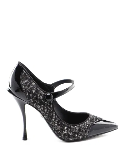 Dolce & Gabbana Lori Bouclé Wool And Patent Pumps In Black