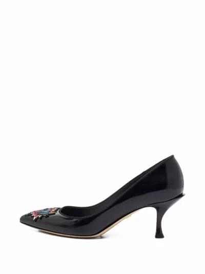 Pre-owned Dolce & Gabbana Lori Leather Heleed Pumps In Black
