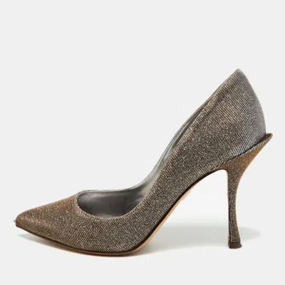 Pre-owned Dolce & Gabbana Lori Size 36 Two Tone Glitter Pointed Toe Pumps In Silver