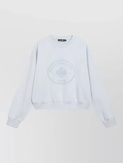 Dolce & Gabbana Lounge Crew Neck Top Long Sleeves In Blue