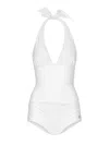 Dolce & Gabbana Halter Neck Ruched Detailing One-piece Swimsuit In White