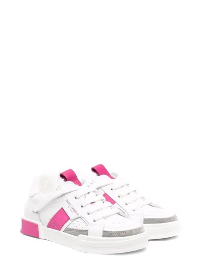 Dolce & Gabbana Low-top Lace-up Leather Sneaker In Multi