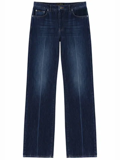 Dolce & Gabbana Low Rise Denim Jeans In Blue