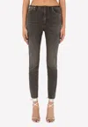 Dolce & Gabbana Low-rise Jeans With Raw-cut Waistband In Gray