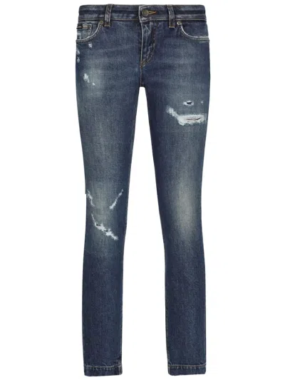 Dolce & Gabbana Low-rise Skinny-fit Jeans In Blue