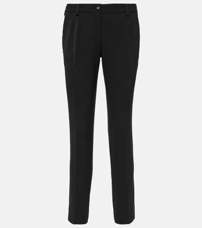 DOLCE & GABBANA LOW-RISE WOOL-BLEND SLIM PANTS