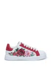Dolce & Gabbana Portofino Painted Flower Leather Sneakers