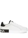 Dolce & Gabbana Portofino White And Black Low Top Sneakers With Logo Detail In Leather Man In White